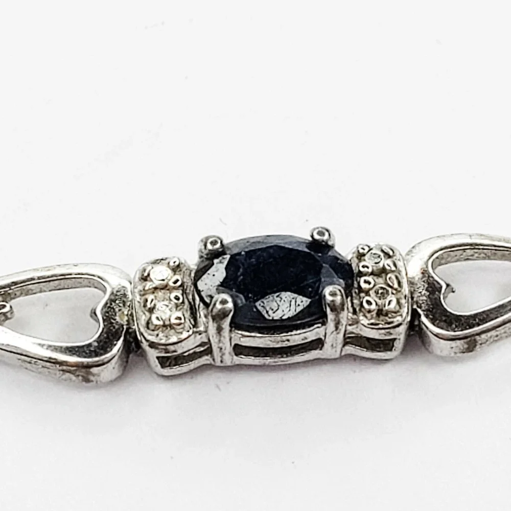 Ross Simons Link Bracelet 925 Sterling Silver 7.3in Blue Sapphire China